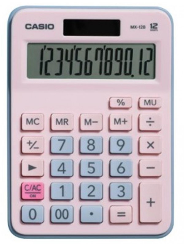 Casio MX-12B-PKLB Açık Pembe+Açık Mavi 12 Hane Masa Üstü Hesap M…